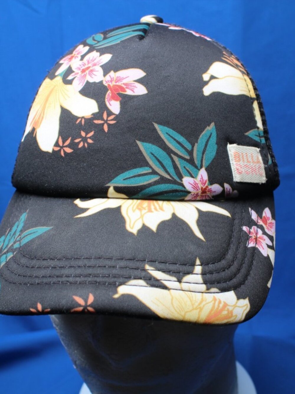 Billabong youth trucker snapback hat Black Blue Floral Tropical Purple